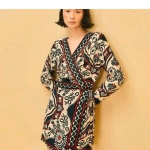 FARM Rio Black and Red Patterned Mini Dress